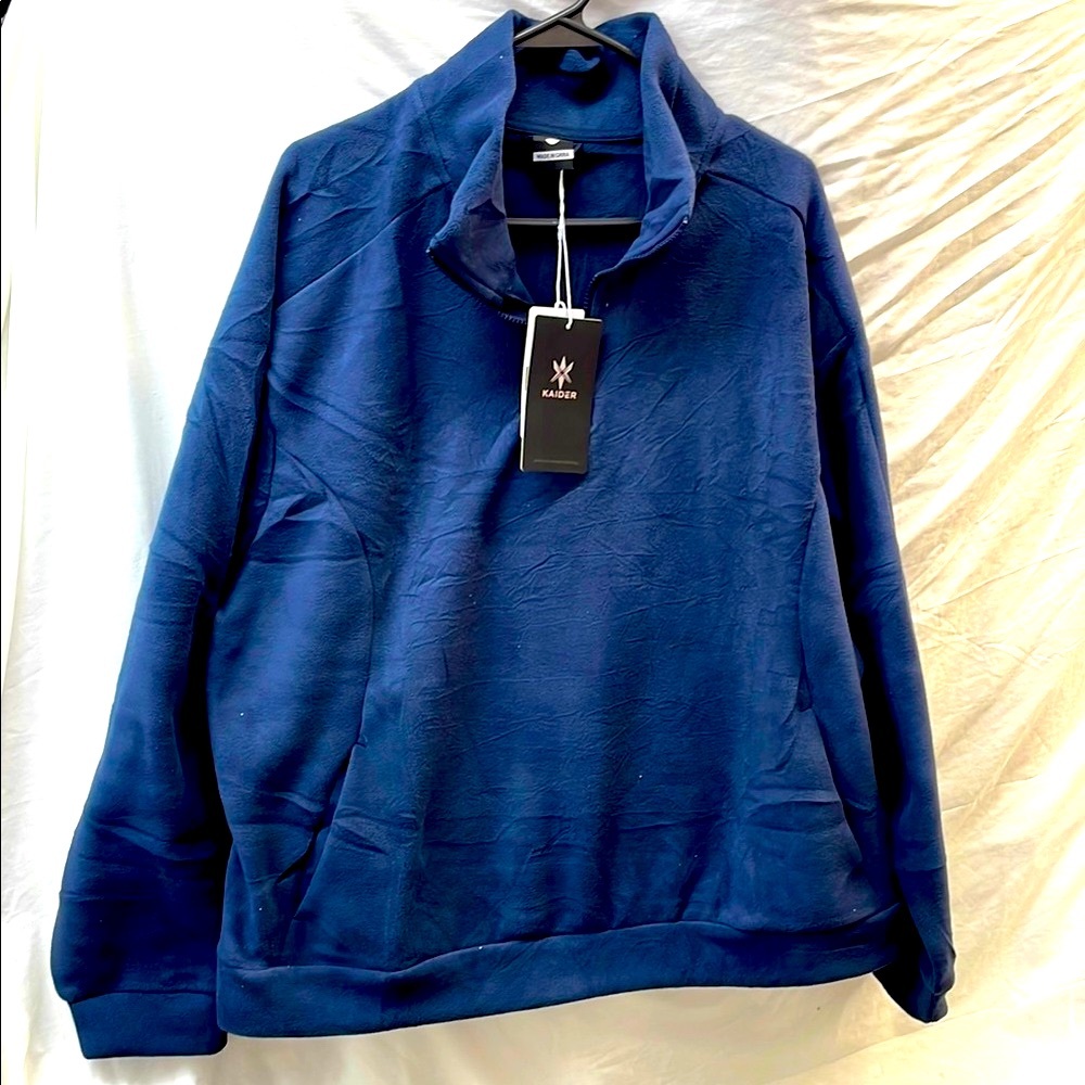 NEW!!! Kaider fleece blue Men's pullover 2 pocket jacket  sz 4x